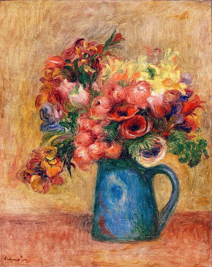 Pierre Auguste Renoir Drawing - Vase Of Flowers Vase De Fleurs by Dec925