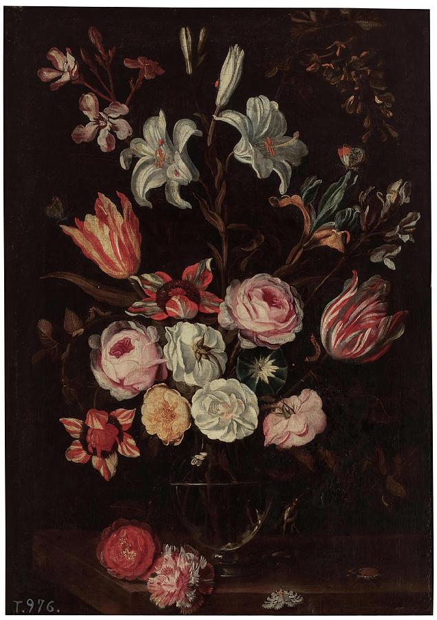 Vase of Flowers. XVII century. Oil on canvas. Painting by Jose De Arellano