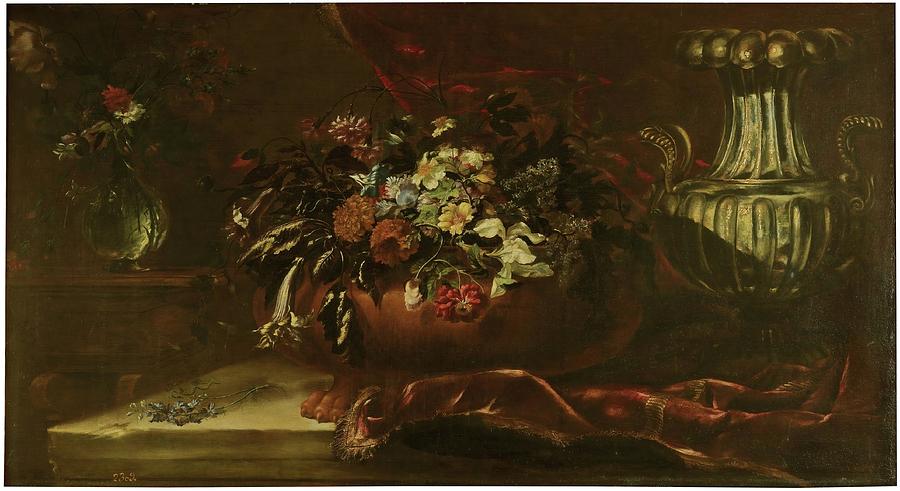 Vase of Flowers. XVII century. Oil on canvas. Painting by Mario dei Fiori -1603-1673-