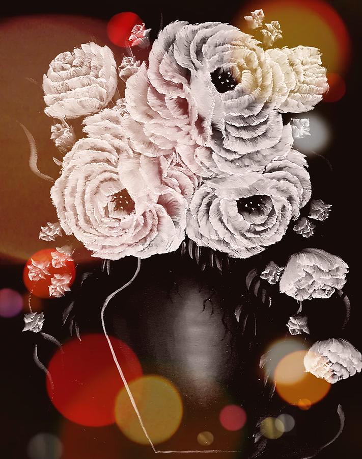 Vase Painting - Vase Of Gorgeous Beauty Grayscale Stardust by Angela Whitehouse Vase Painting - Vase Of Gorgeous Beauty Grayscale Stardust by Angela Whitehouse