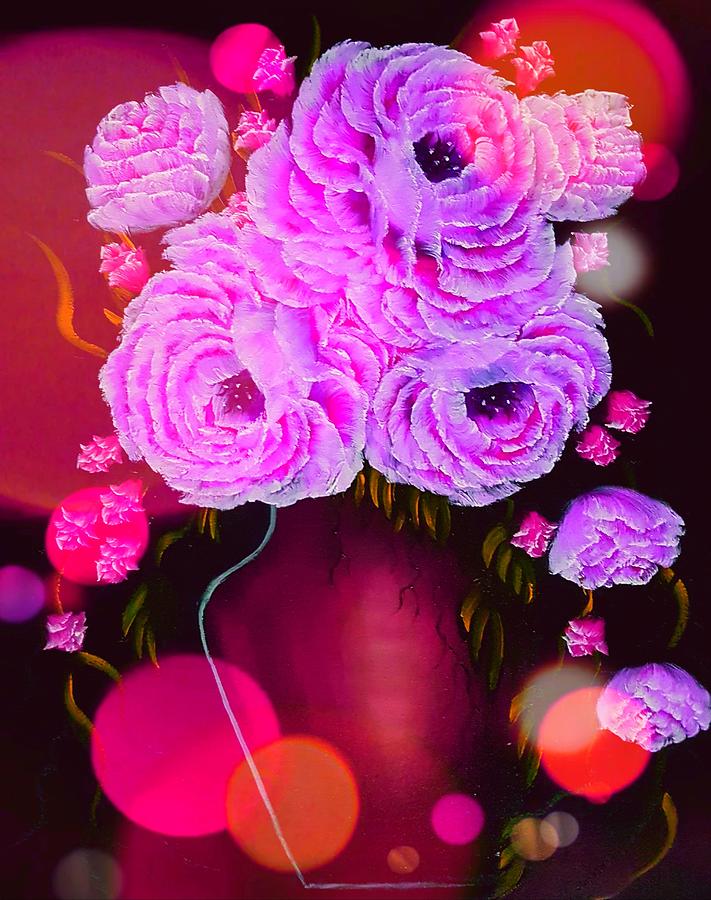 Vase Of Gorgeous Beauty Pink Glow Painting