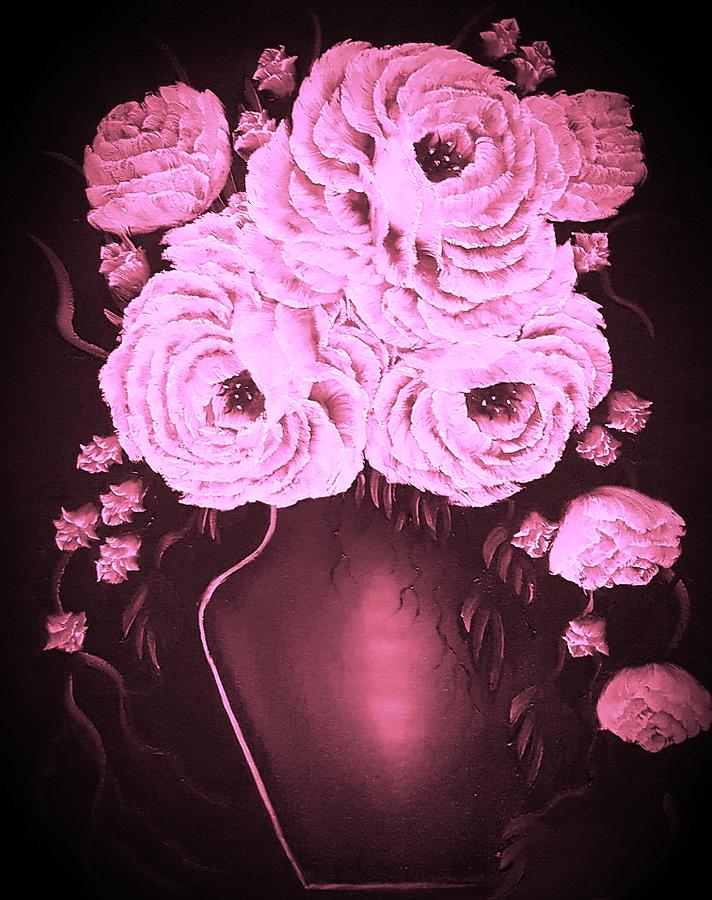 Rose Painting - Vase of gorgeous beauty soft pink glow  by Angela Whitehouse