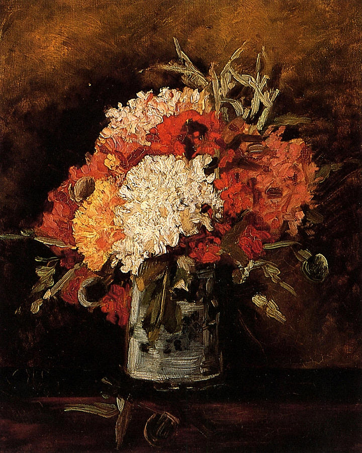 Vase with Carnations Painting by Vase with Carnations Painting by