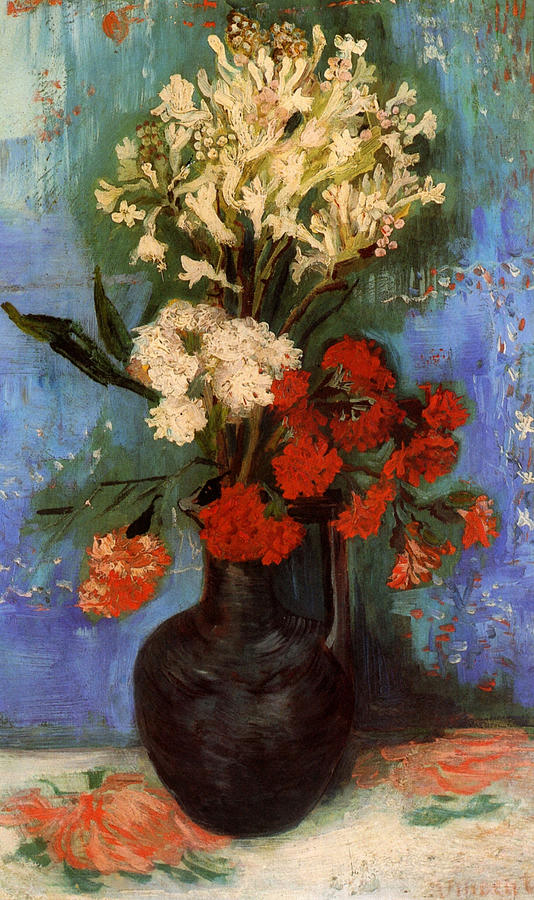 Vase with Carnations and Other Flowers Painting by 