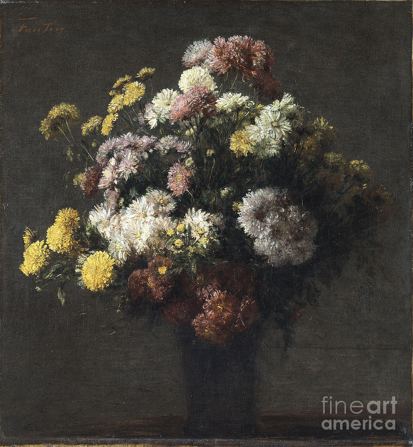 Vase With Chrysanthemums. Artist Drawing by Heritage Images