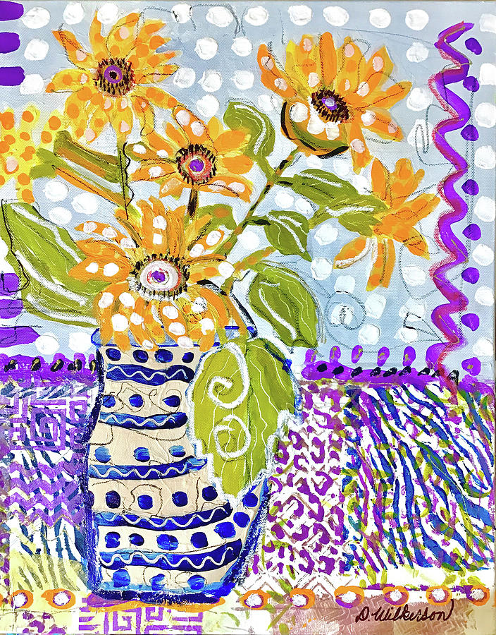 Vase With Flowers 1 Mixed Media By Darleen Wilkerson Fine Art America