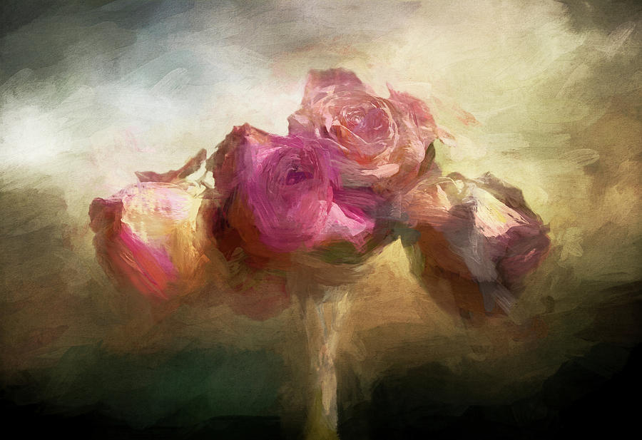 Vase with Roses Digital Art by Terry Davis