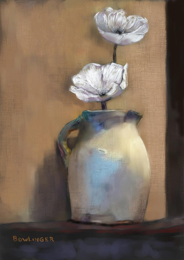 Vase with white flowers Digital Art by Scott Bowlinger - Pixels