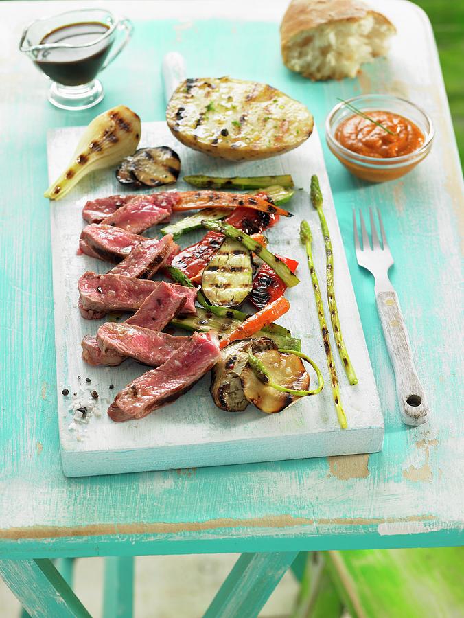 Cheese Photograph - Veal Fillet With Grilled Vegetables by Lawton