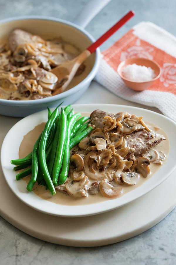 Veal In A Mushroom Marsala Sauce With Green Beans Photograph by Andrew ...