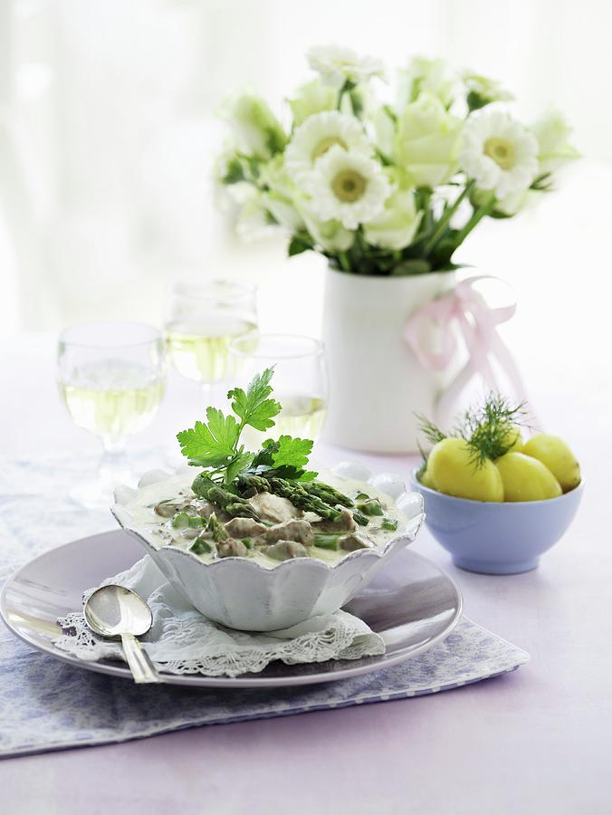 Veal Ragout With Asparagus And New Potatoes Photograph by Mikkel Adsbøl ...