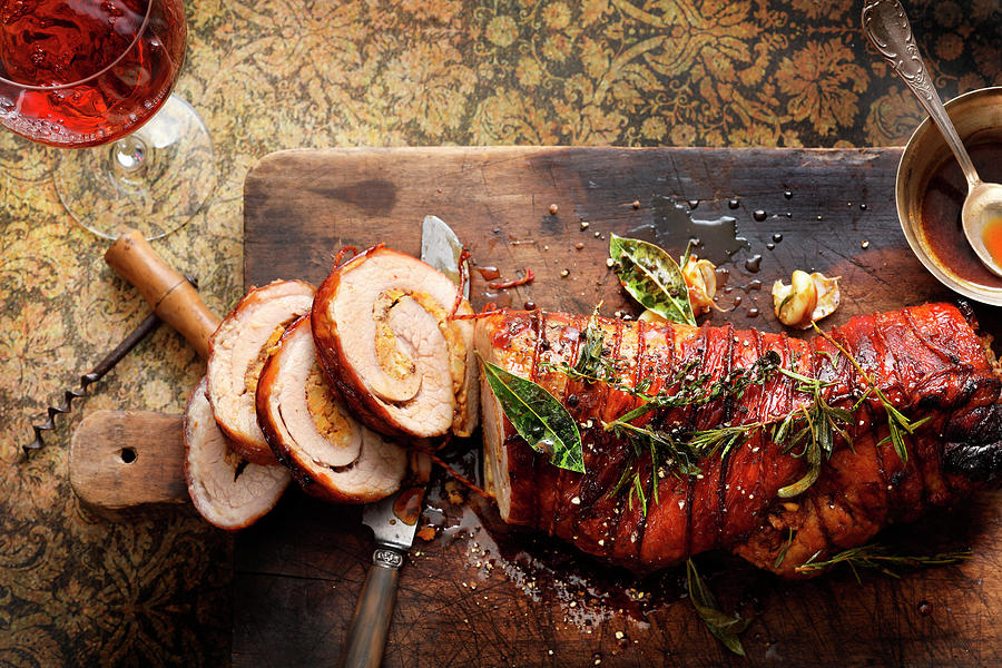 Veal Roulade With A Dried Fruit And Mustard Filling And A Honey Ranch Glaze Photograph by Jalag / Mathias Neubauer