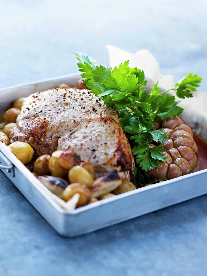 Veal Rump And Kidnies With Shallots And Grenaille Potatoes Photograph by Amiel