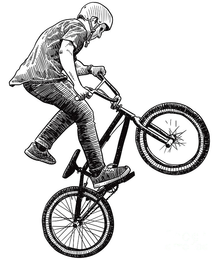 Vector Drawing Of Biker Jumping Doing Digital Art by Stefan alfonso