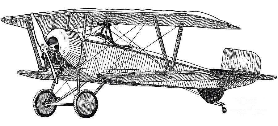 Premium Vector | A drawing of a biplane with the number 2 on the front.