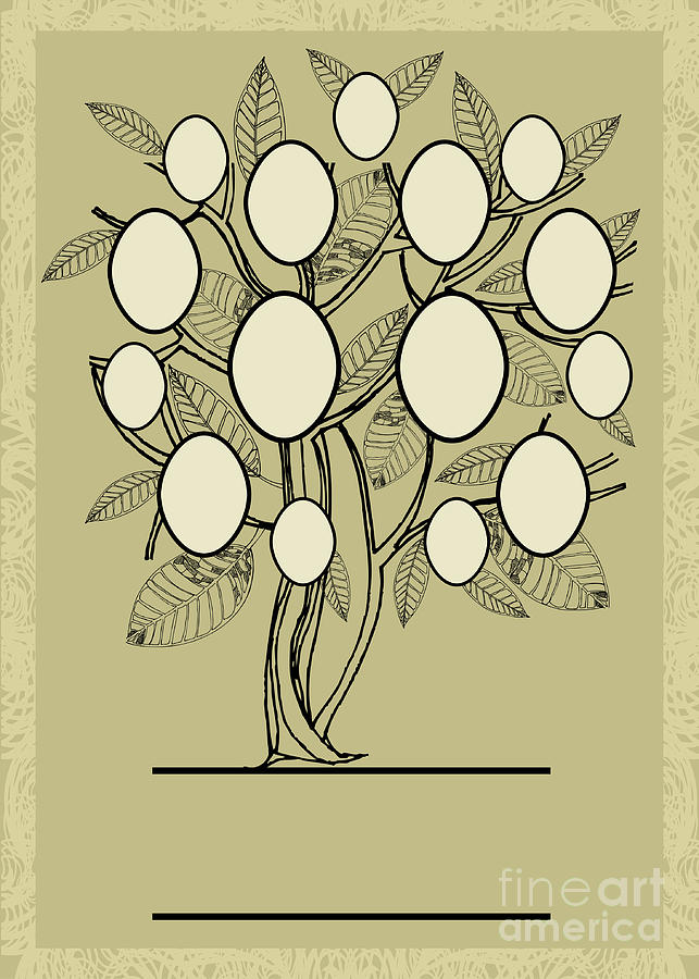 Vector Family Tree Design With Frames Digital Art by Kynata