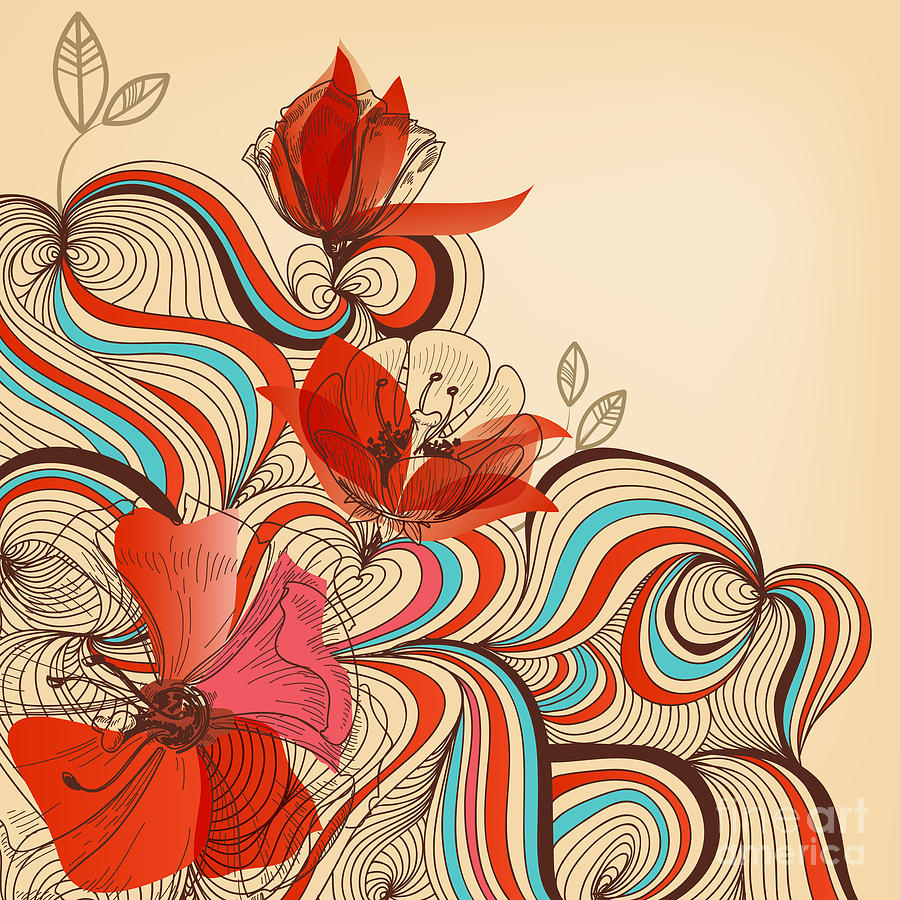 Happy Digital Art - Vector Floral Background by Danussa Happy Digital Art - Vector Floral Background by Danussa