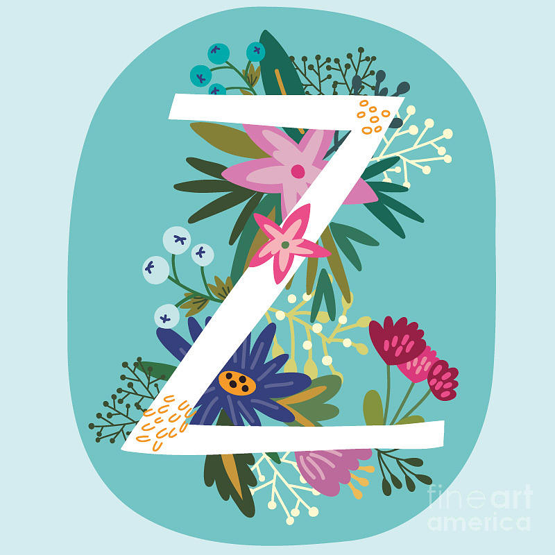 Vector Hand Drawn Floral Monogram with Vintage Amazing Flowers! Letters A  Perfect for Backgrounds O' Poster - MarushaBelle