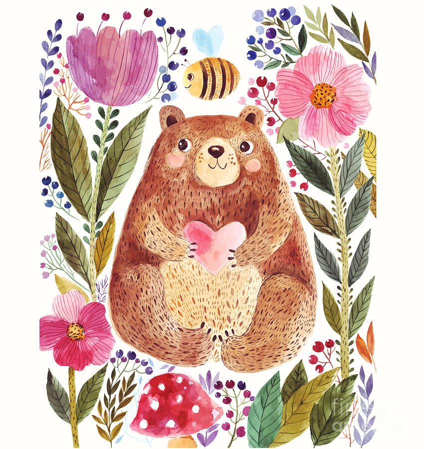 Love Digital Art - Vector Illustration Adorable Bear In by Molesko Studio Love Digital Art - Vector Illustration Adorable Bear In by Molesko Studio
