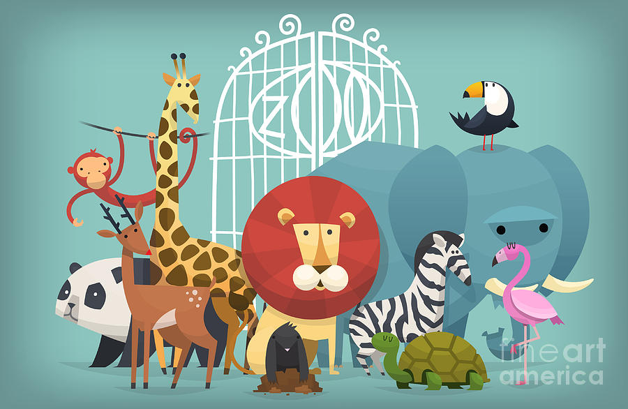 Panda Digital Art - Vector Illustration Card With Animals by Yauhen Paleski Panda Digital Art - Vector Illustration Card With Animals by Yauhen Paleski