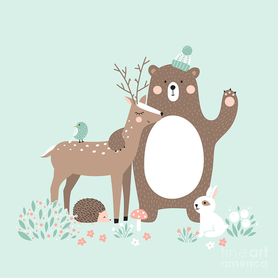 Deer Digital Art - Vector Illustration, Forest Animals by Inna Moreva Deer Digital Art - Vector Illustration, Forest Animals by Inna Moreva