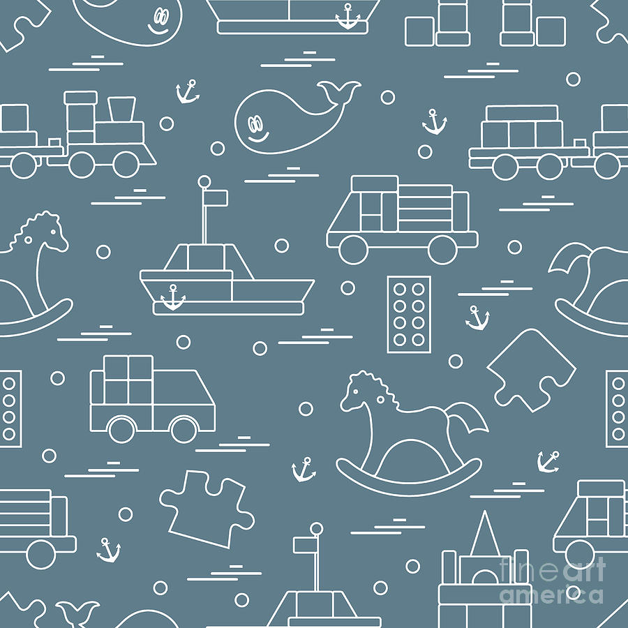 Play Digital Art - Vector Illustration Kids Toys Objects by Aquamarine Painter Play Digital Art - Vector Illustration Kids Toys Objects by Aquamarine Painter