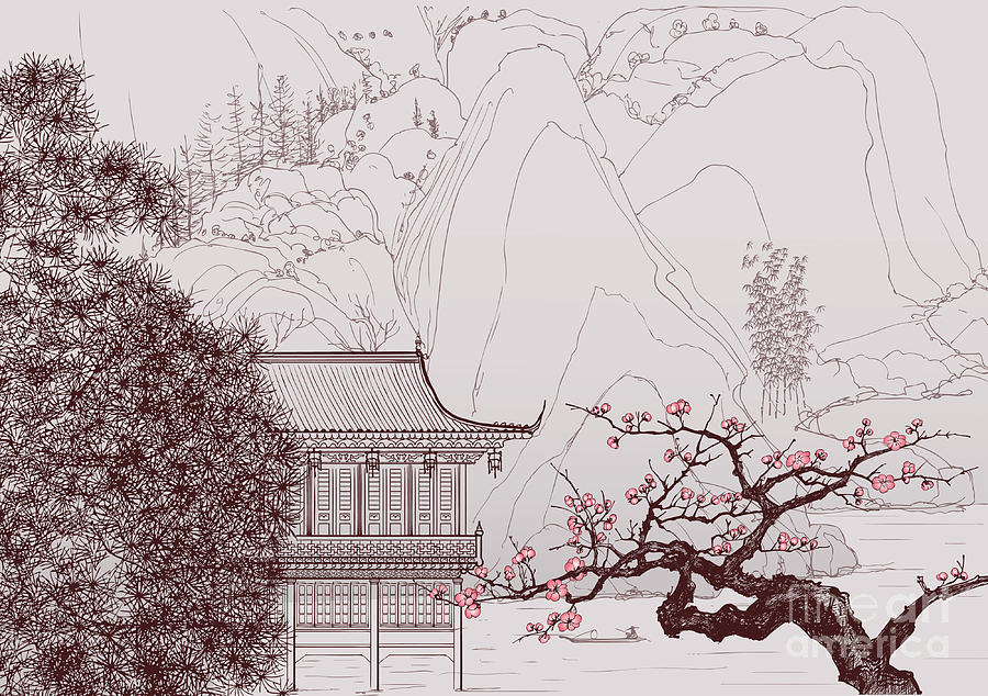 Cherry Digital Art - Vector Illustration Of A Chinese by Isaxar Cherry Digital Art - Vector Illustration Of A Chinese by Isaxar