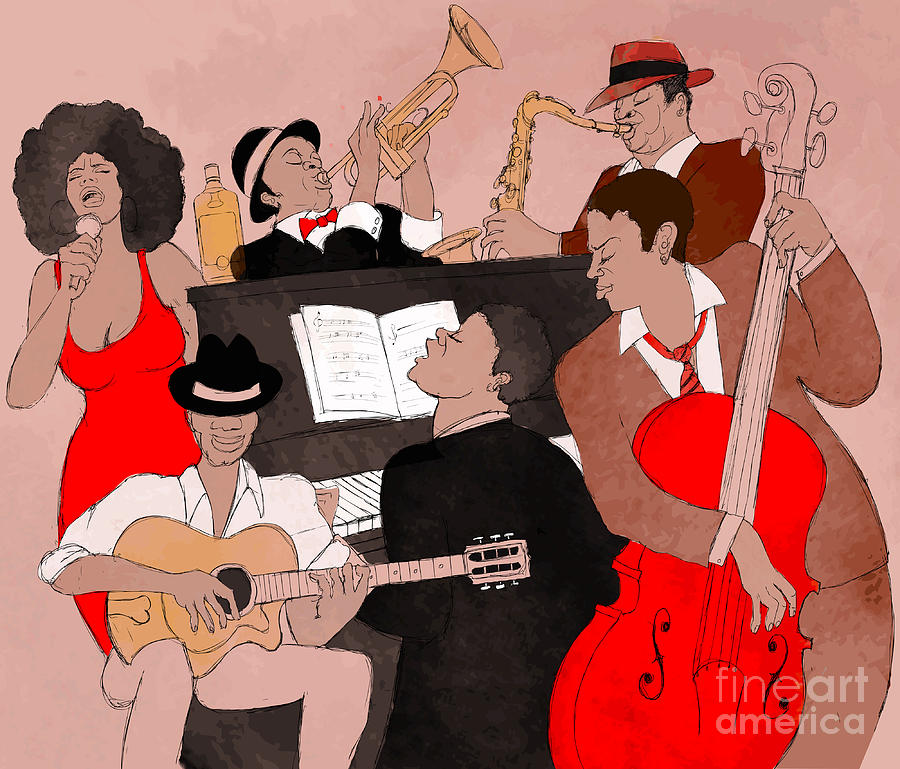 Vector Illustration Of A Jazz Band Digital Art by Isaxar