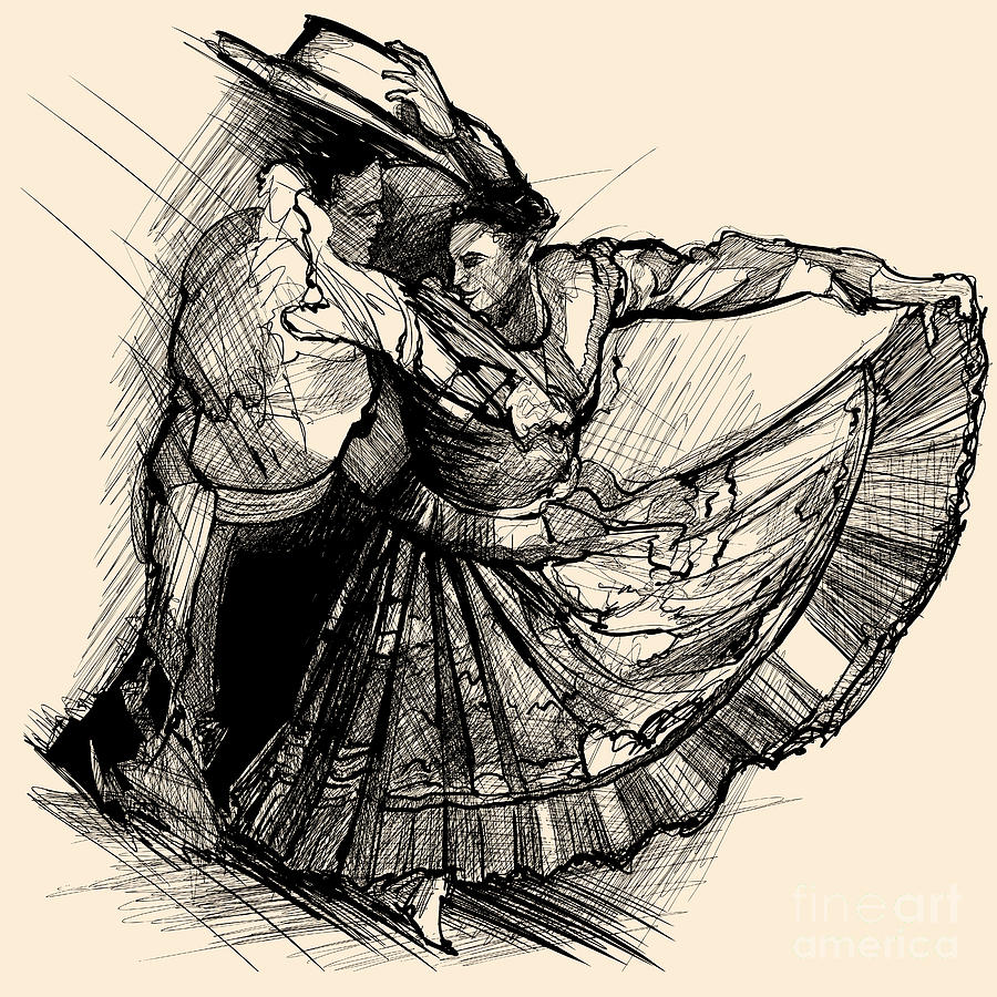 Мексиканские танцы рисунок карандашом