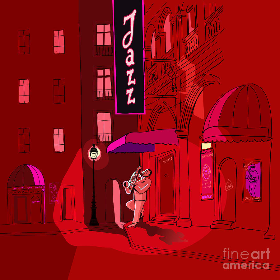 Jazz Digital Art - Vector Illustration Of Saxophone Player by Isaxar Jazz Digital Art - Vector Illustration Of Saxophone Player by Isaxar