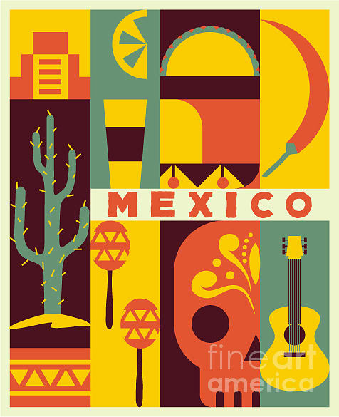 Country Digital Art - Vector Mexico Background by Flatcat Country Digital Art - Vector Mexico Background by Flatcat