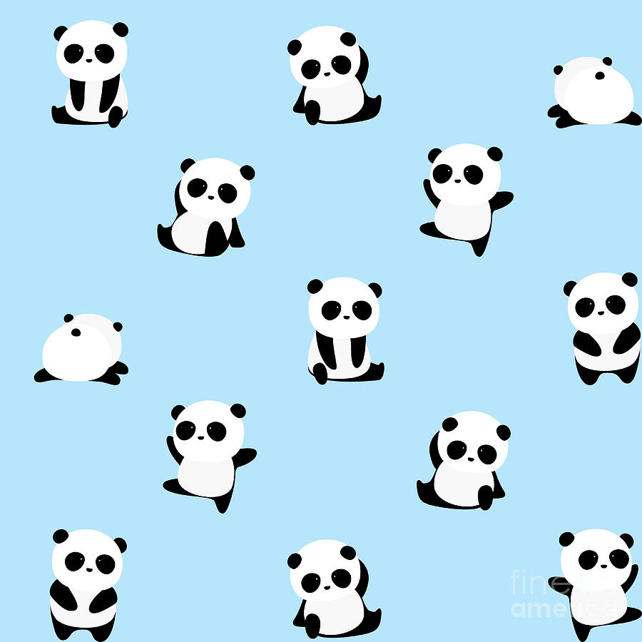 Panda Digital Art - Vector Pattern Panda Bear Pattern by Junxu Lu