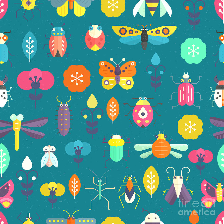 Locust Digital Art - Vector Seamless Geometric Pattern With by Olga Zakharova Locust Digital Art - Vector Seamless Geometric Pattern With by Olga Zakharova
