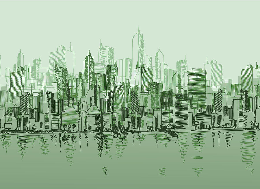Vector Sketch Of The A Cityscape In Digital Art by Blindspot