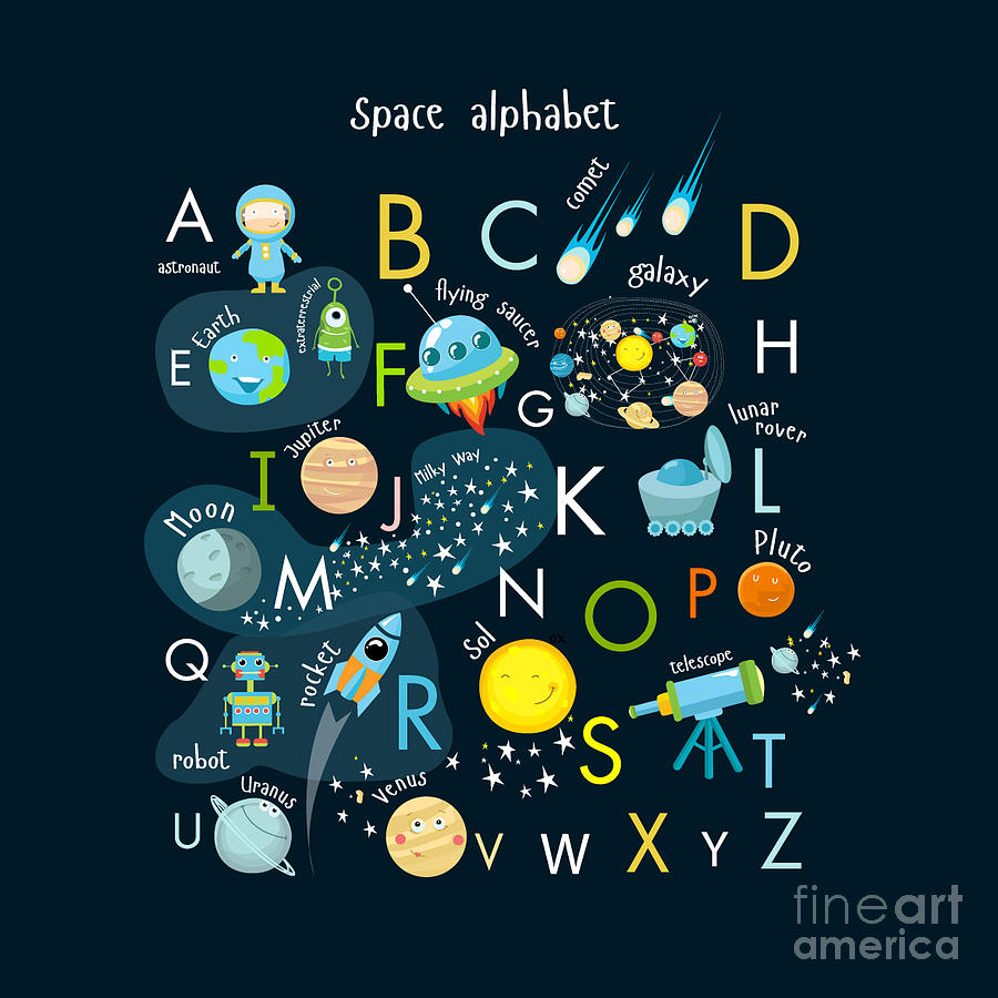 Symbol Digital Art - Vector Space Alphabet by Olga Utchenko Symbol Digital Art - Vector Space Alphabet by Olga Utchenko