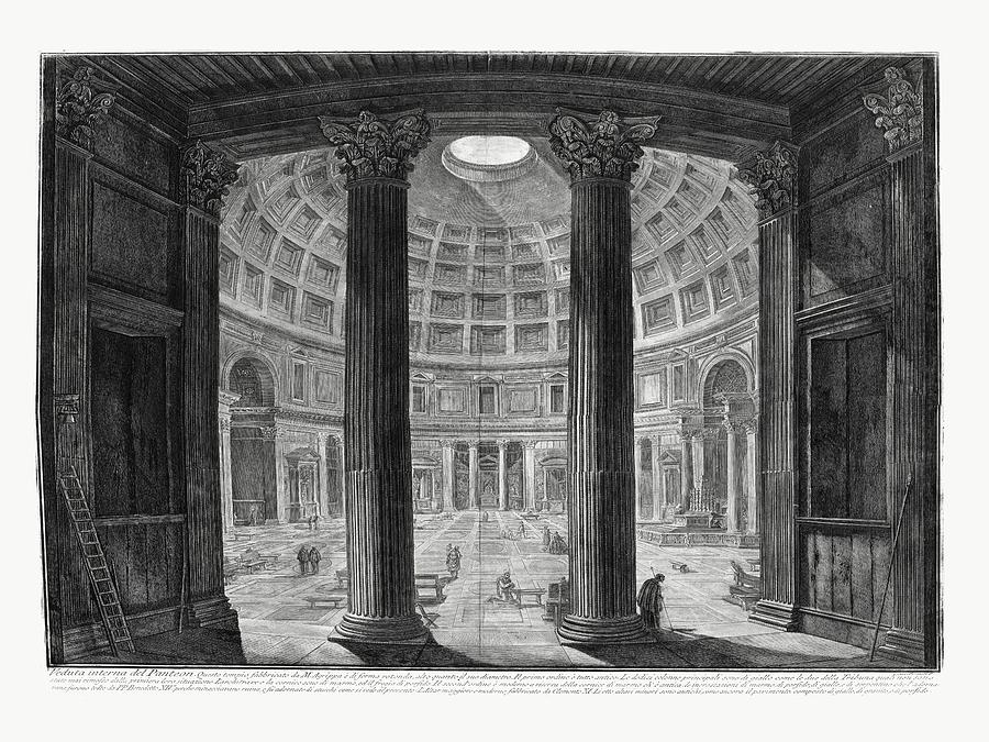 Architecture Painting - Veduta Interna Del Pantheon by Piranesi