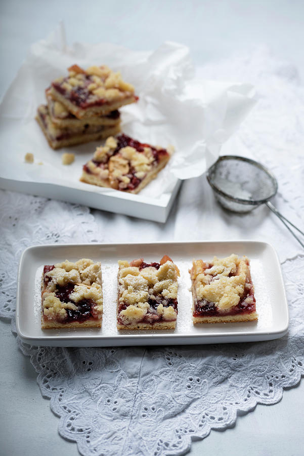 Vegan Apple And Lingon Berry Tray Bake Crumble Cake Photograph by Kati Neudert