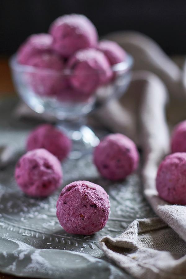 Vegan Berry And Coconut Truffles Photograph by Helena Krol