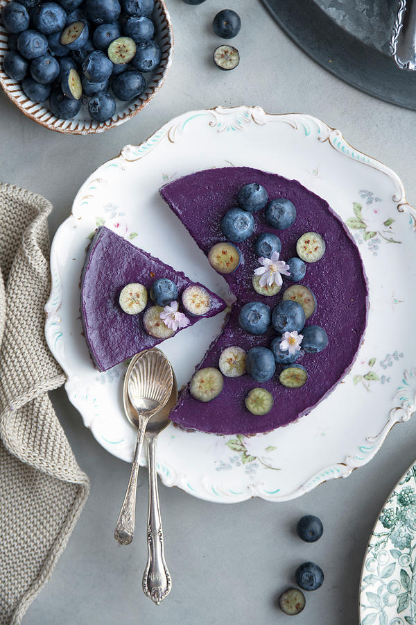 Vegan Blueberry Smoothie Cake Photograph by Lucy Parissi