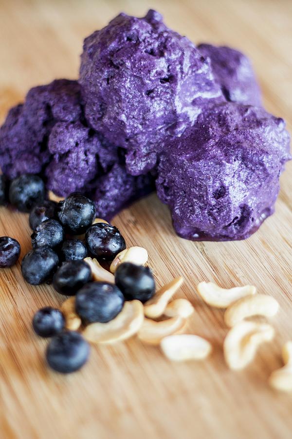 Vegan Blueberry Sorbet With Peanuts Photograph by Elle Brooks