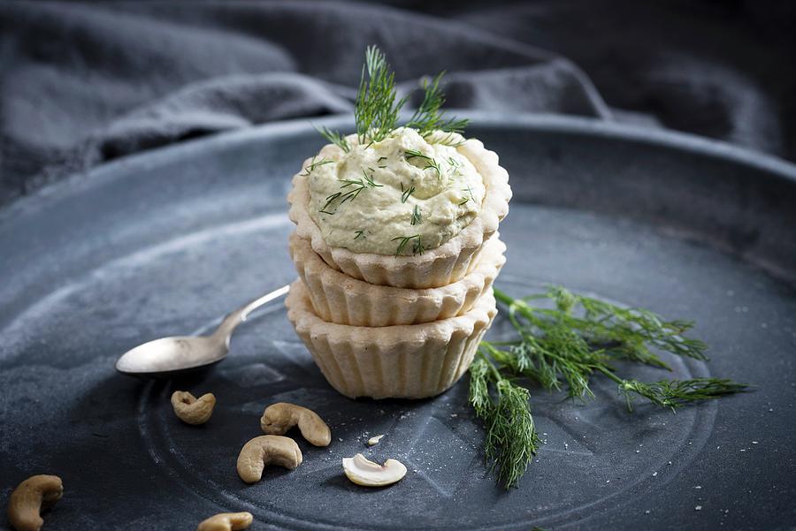 Vegan Cashew And Dill Spread In Puff Pastry Cases Photograph by Kati Neudert