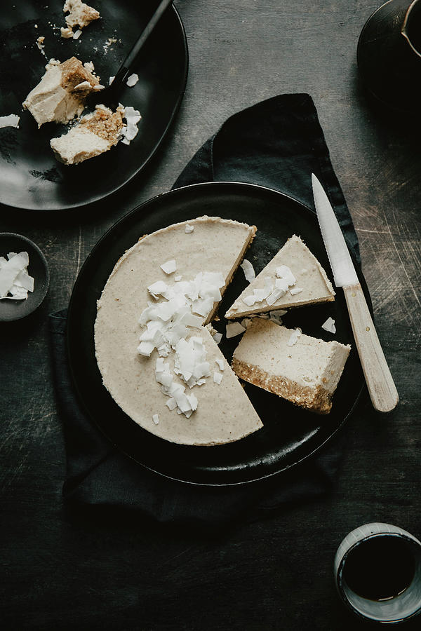 Vegan Cheesecake Made From Cashew Nuts, Coconut Milk, Dates And Nuts Photograph by Valeria Aksakova