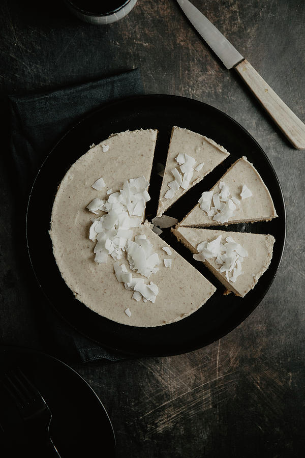 Vegan Cheesecake With Coconut And Cashews top View Photograph by Valeria Aksakova