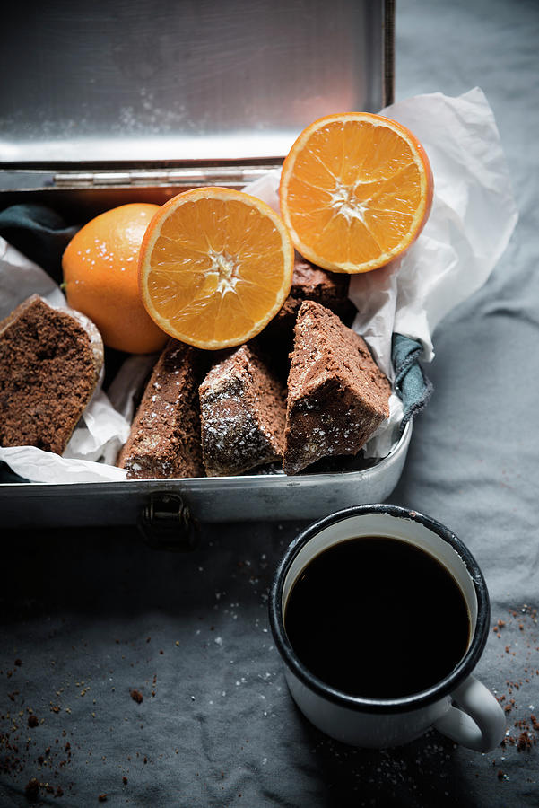 Vegan Chocolate And Orange Marzipan Cake Photograph by Kati Neudert