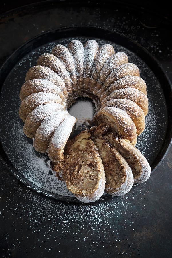 Vegan Chocolate And Vanilla Ring-shaped gugelhupf Cake Photograph by Kati Neudert