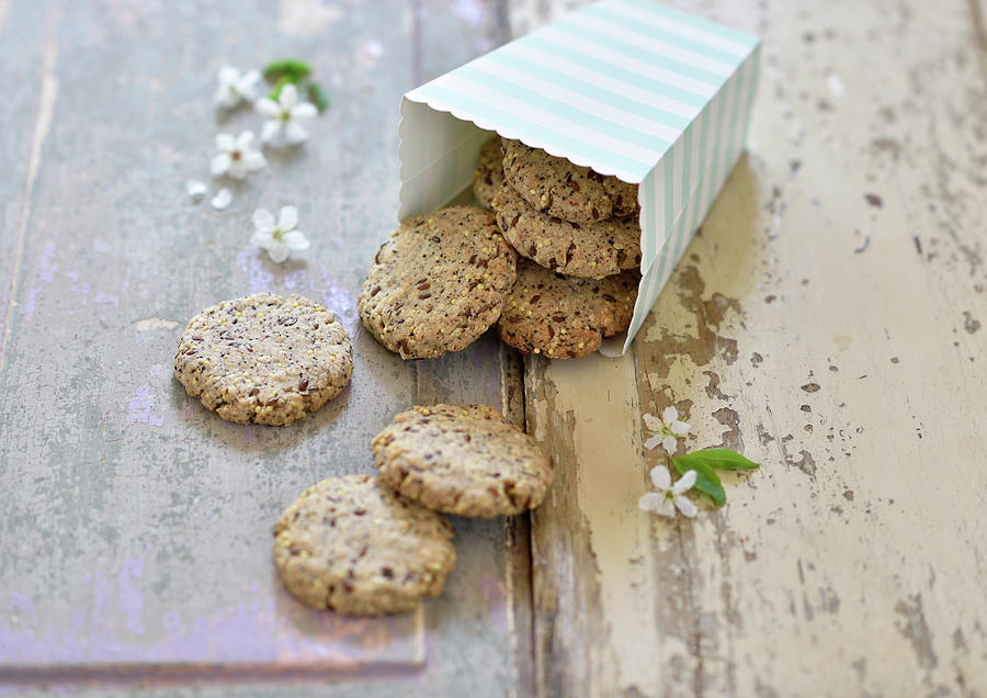 Vegan Crispy Cookies With Flaxseed, Millet And Poppy Seeds Photograph by B.b.s Bakery