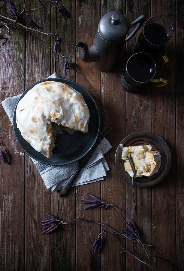 Vegan Gooseberry Cake With A Meringue Topping Made From Aquafaba Photograph by Kati Neudert