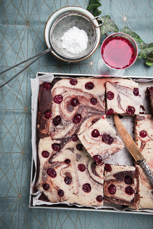 Vegan Marble Cake With Sour Cherries Photograph by Kati Neudert
