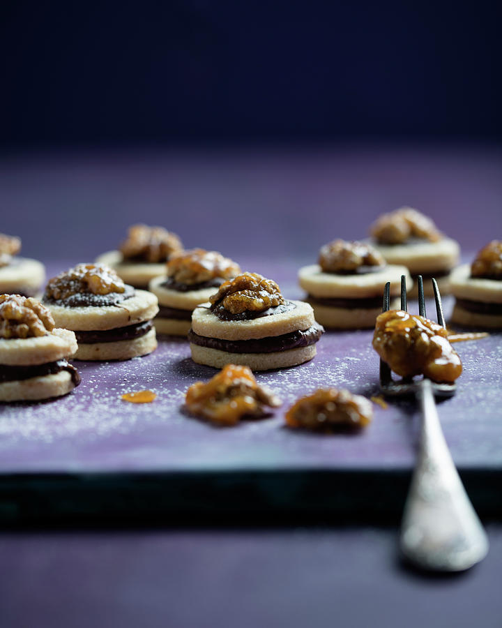 Vegan Nougat Biscuits With Caramelised Walnuts Photograph by Kati Neudert