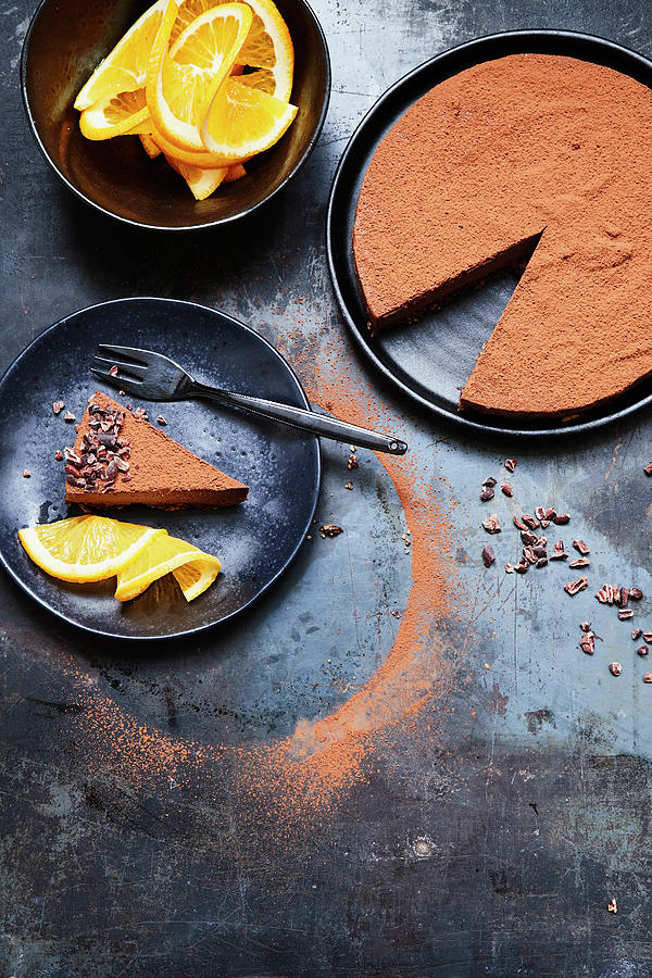 Vegan Orange And Chocolate Cream Cake Photograph by Brigitte Sporrer / Stockfood Studios